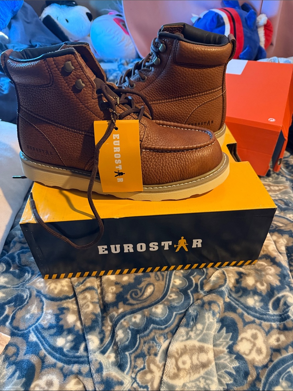 Sperry Brown Lace-Up Moc Toe Work Boots